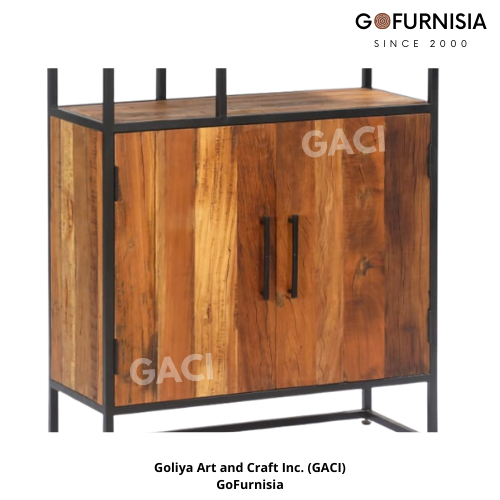 Solid Wood Bookshelf/ Show rack for Living Room/ Shop Interior with Metal Racks (Mahogany)