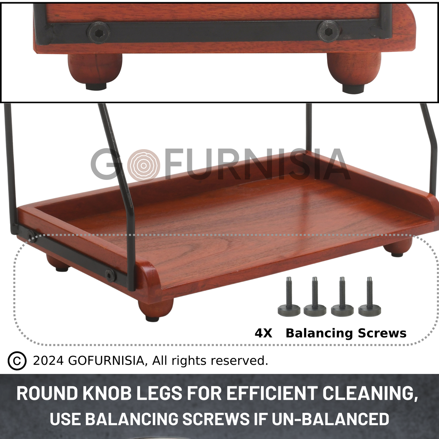 Gofurnisia Premium  Kitchen Organizer Wooden Storage Rack | Solid Wood 2 Shelf Countertop Spice Rack/Oil/Bar Rack | 1 Year Warranty | Diy | Handcrafted In India - Tiered Shelf