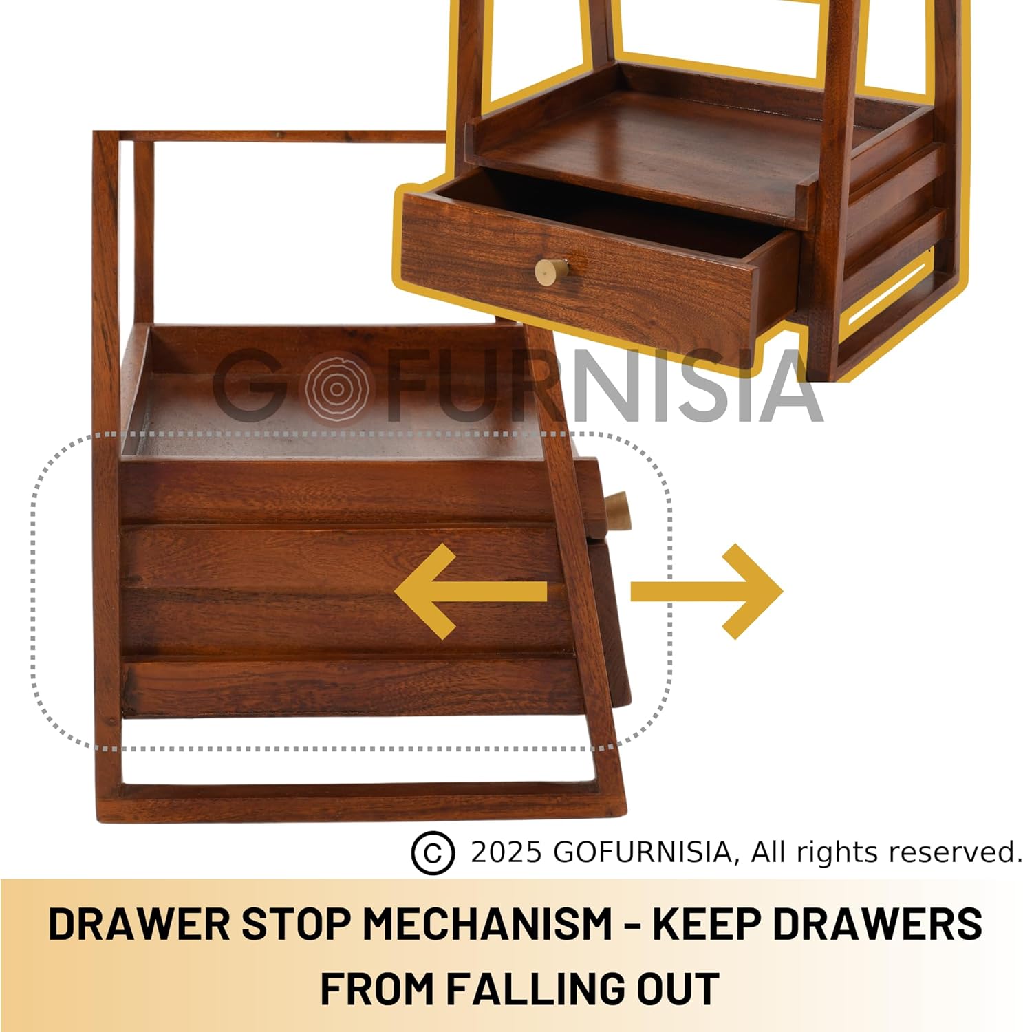 A+ content: Nagaur drawer stop mechanism, keeps drawers from falling out